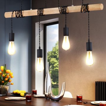 etc-shop LED Pendelleuchte, Leuchtmittel inklusive, Warmweiß, Farbwechsel, Retro Decken Pendel Lampe FERNBEDIENUNG Holz Balken Leuchte