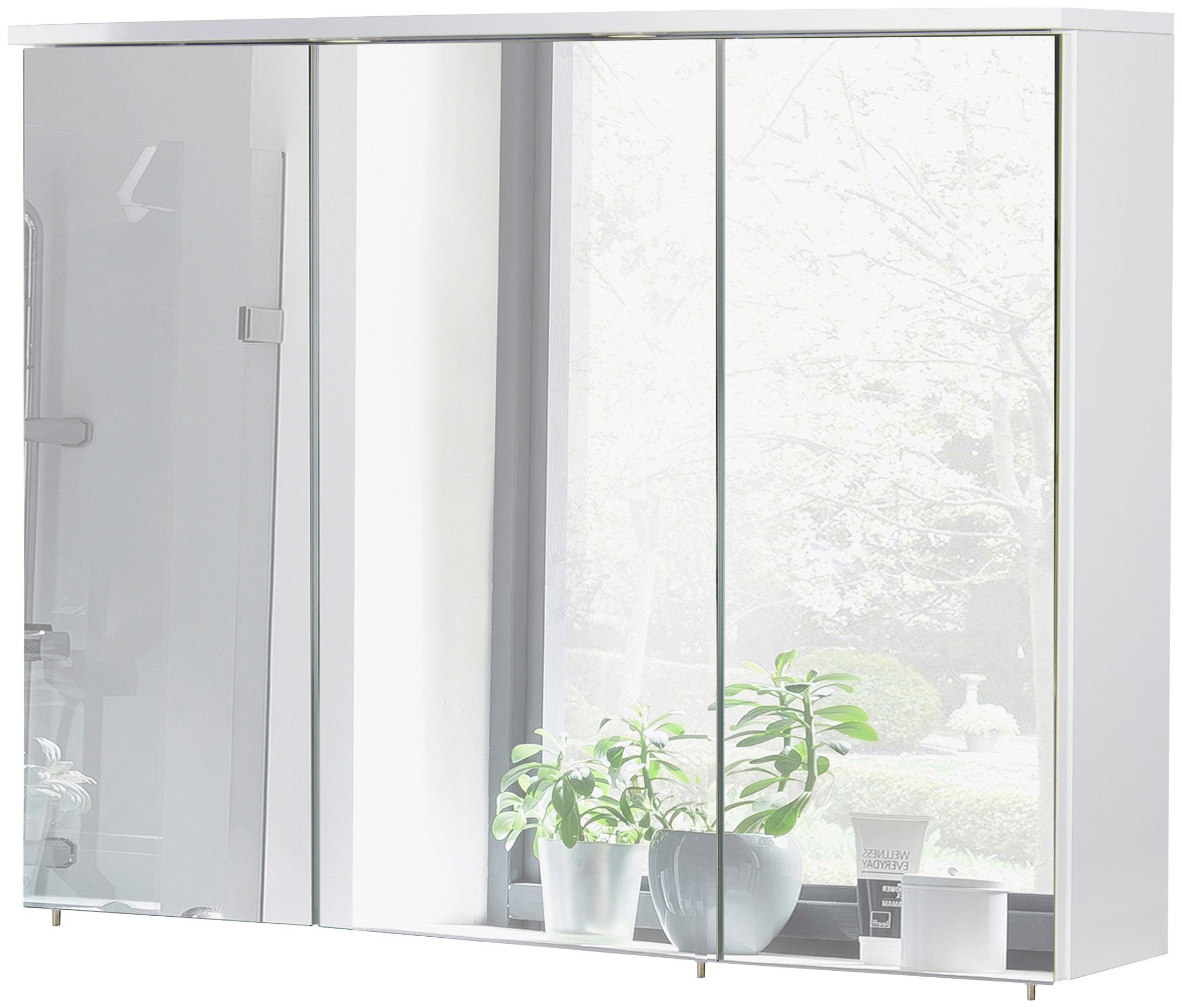 Schildmeyer Spiegelschrank Verona Breite 120 cm, 3-türig, 3  LED-Einbaustrahler, Schalter-/Steckdosenbox | Spiegelschränke