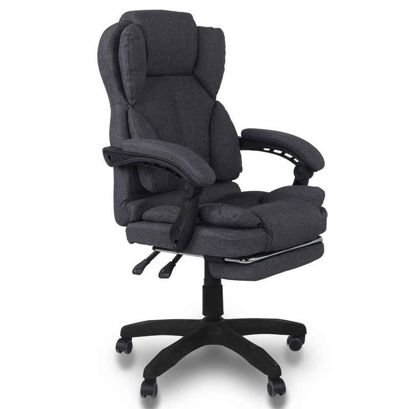 TRISENS Chefsessel »Ares« (einzeln), Schreibtischstuhl Bürostuhl Stoff Gamingstuhl Racing Chair Chefsessel mit Fußstütze