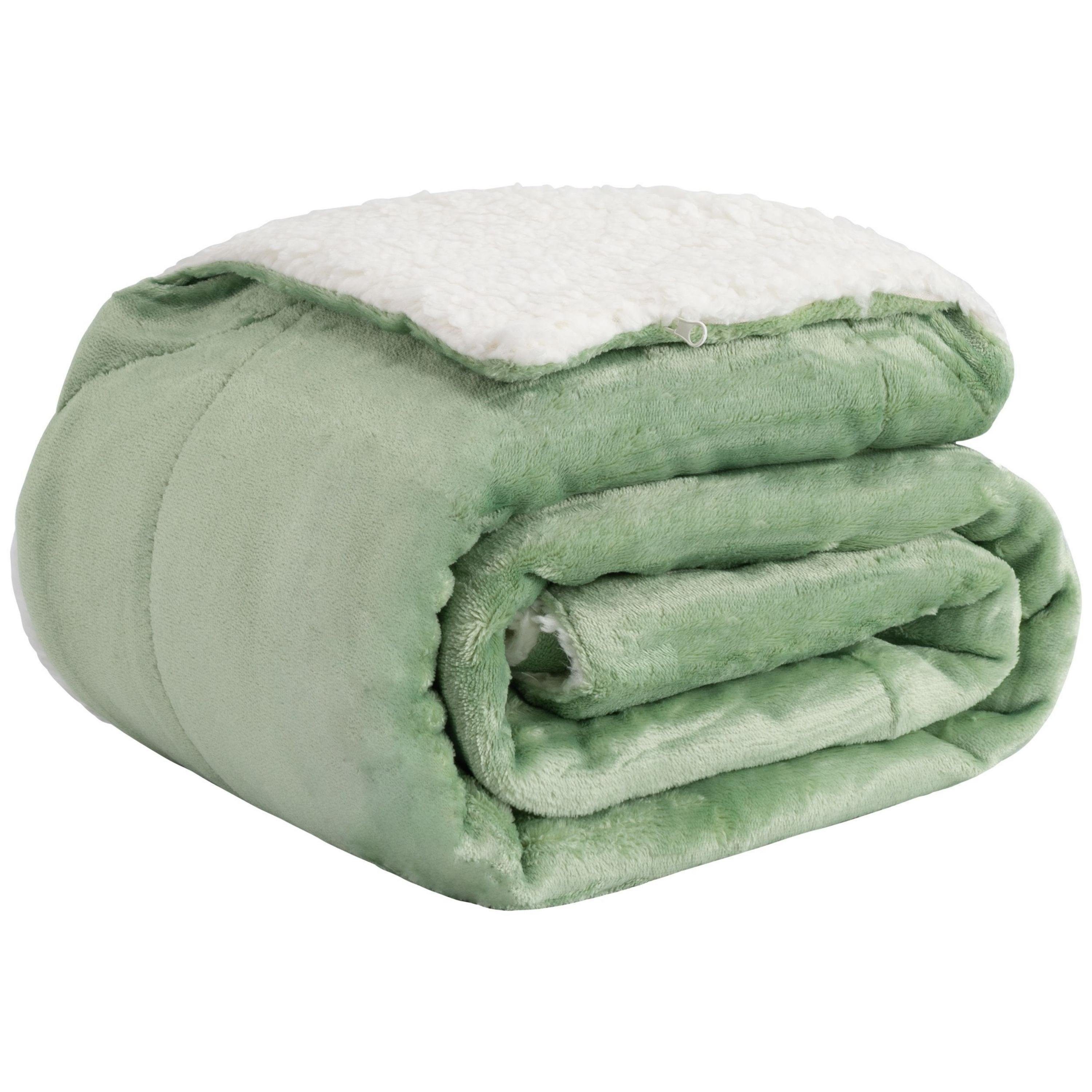 Wohndecke Cloudy Decke Kuscheldecke warm Sherpa Couchdecke mit Ecktasche