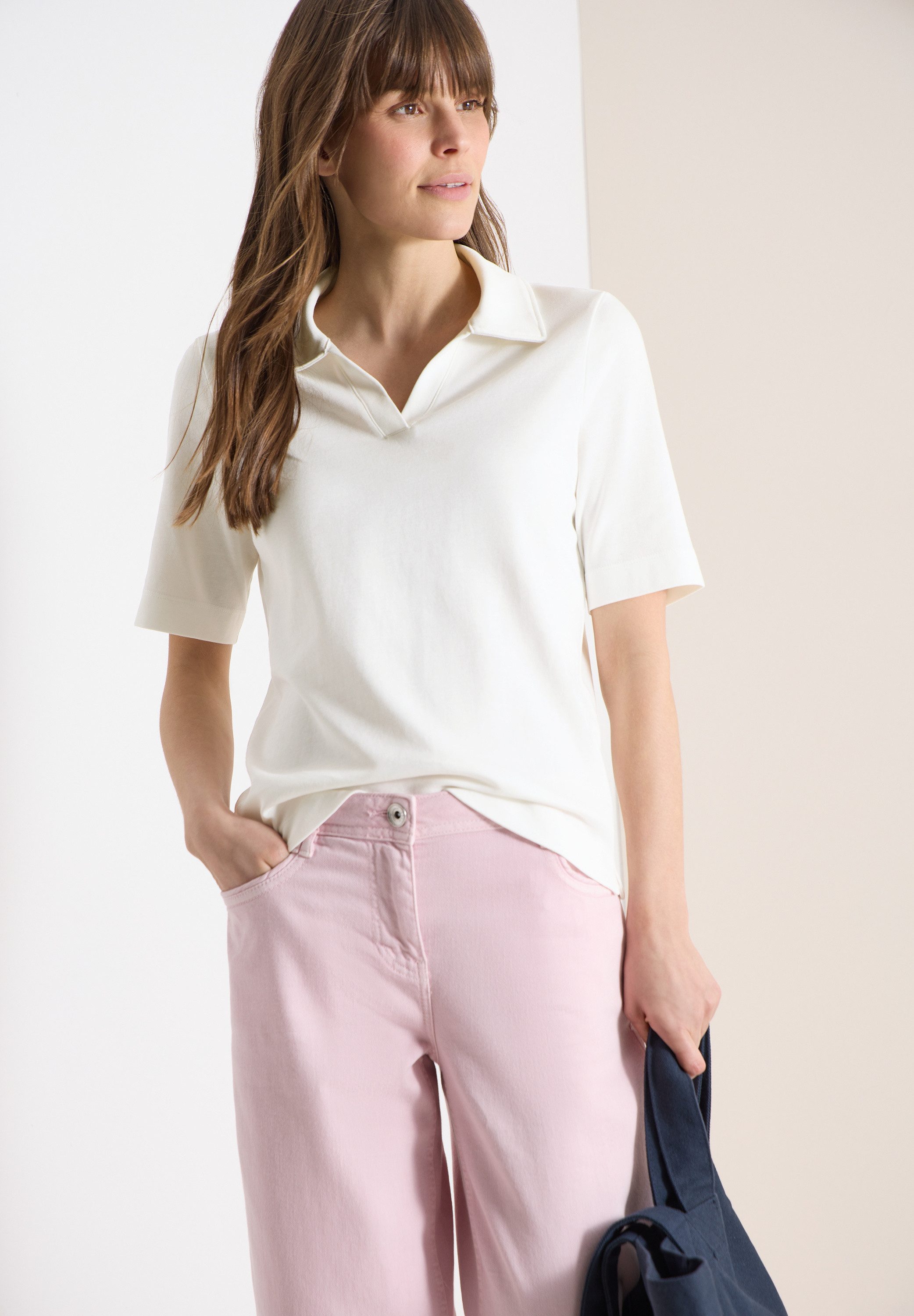 CECIL Poloshirt mit seitlichen Schlitzen im Saum