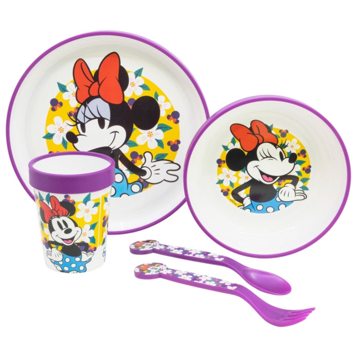 Disney Minnie Mouse Kindergeschirr-Set Set 5-teilig Rutschfestes Ess-Set (5-tlg)