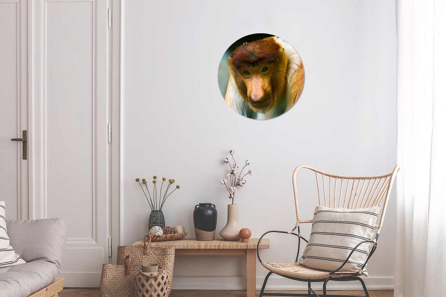 eines Kreis unscharfem mit Forex, Gemälde Wanddekoration cm Wohnzimmer, Nahaufnahme Rüsseltieres (1 Rundes 30x30 Hintergrund, St), MuchoWow Wandbild,