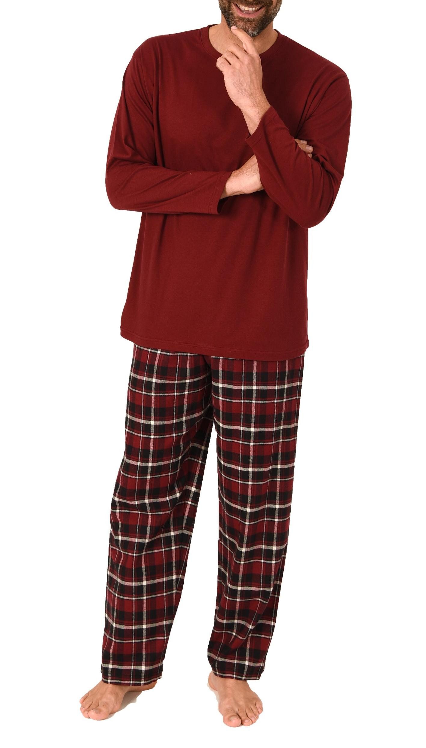 Normann Pyjama Herren Schlafanzug lang, Pyjama mit Flanell-Hose in Karo-Optik – Bild 3 von 5