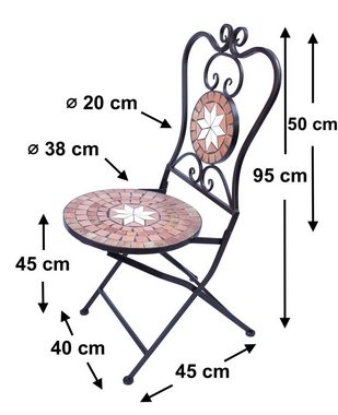 DanDiBo Gartenstuhl Gartenstuhl Metall Mosaik Merano Stuhl 12002 H-95 cm Metallstuhl