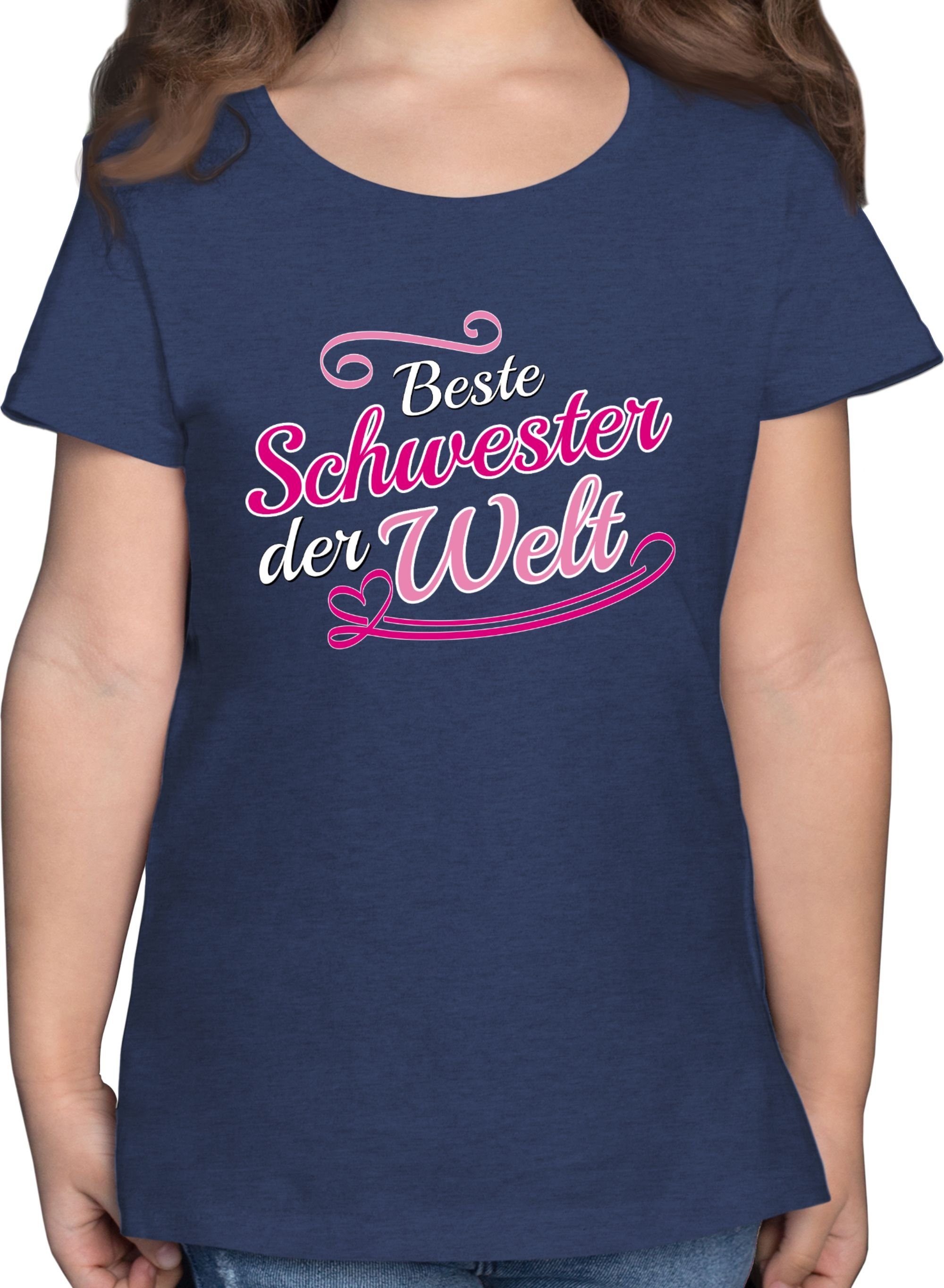 1 Vintage Schwester Meliert Beste - der Dunkelblau Schwester Welt Motiv Shirtracer T-Shirt