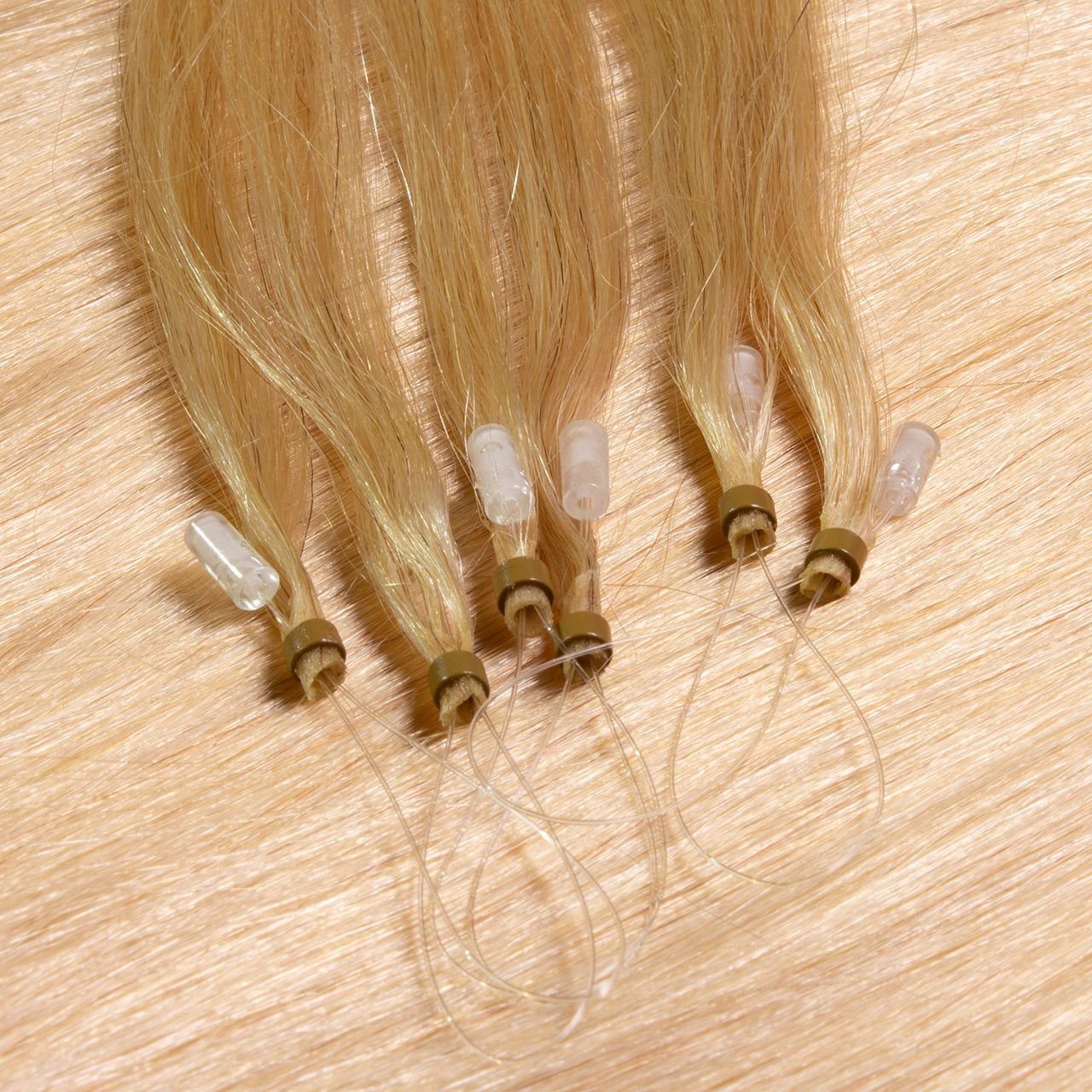 40cm #9/0 Extensions Lichtblond Echthaar-Extension hair2heart Microring Premium
