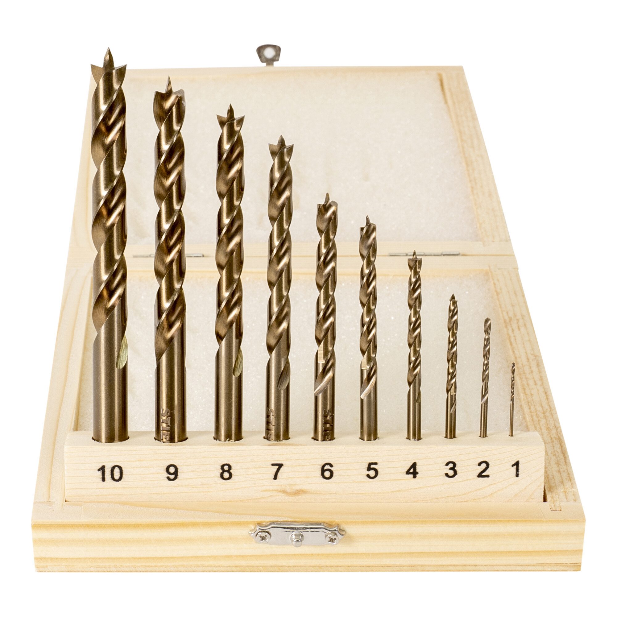 Stier Holzbohrer STIER Holzbohrer-Set HSS Cobalt 10-teilig Alle Größen von 1 bis 10 mm