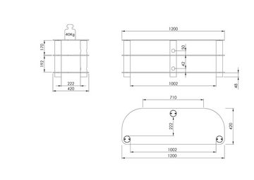 möbelando TV-Rack 1645, aus Metall / ESG-Sicherheitsglas in Metall Alu - Rauchglas mit 3 Einlegeböden. Abmessungen (BxHxT) 120x44x42 cm