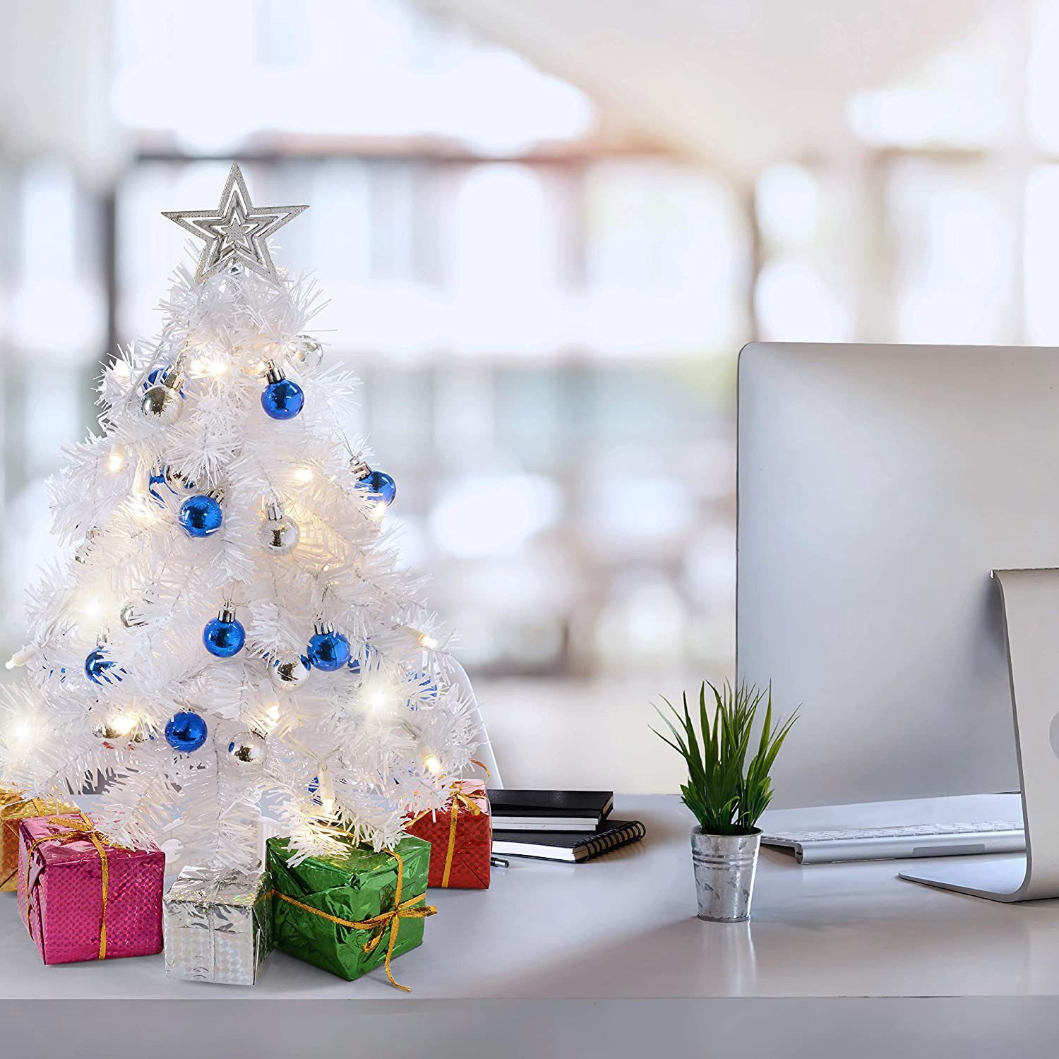 Bomiclss Künstlicher Weihnachtsbaum Mini-Weihnachtsbaum, künstlicher Weihnachtsbaum mit LED-Beleuchtung, für Festtagsdekoration, indoor outdoor geeignet für Tis – Bild 5 von 5