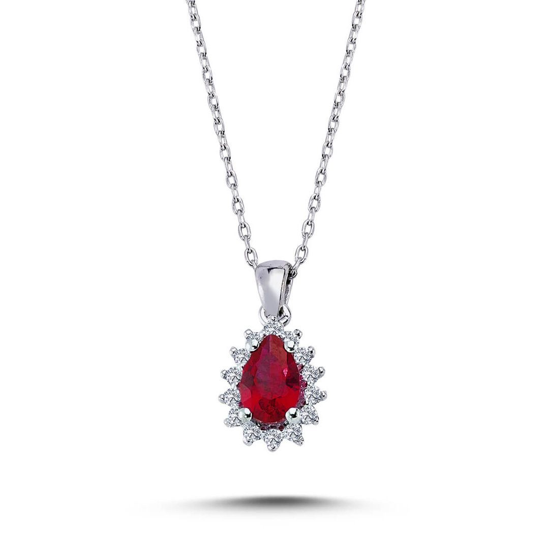 EinStein Diamant Goldkette, Drop Rubin Entourage Halskette Diamanten 14 Karat Weißgold