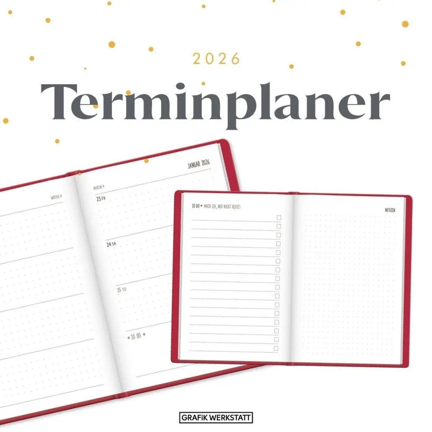 Grafik Werkstatt Taschenkalender Terminplaner Lederlook 2026 Rot