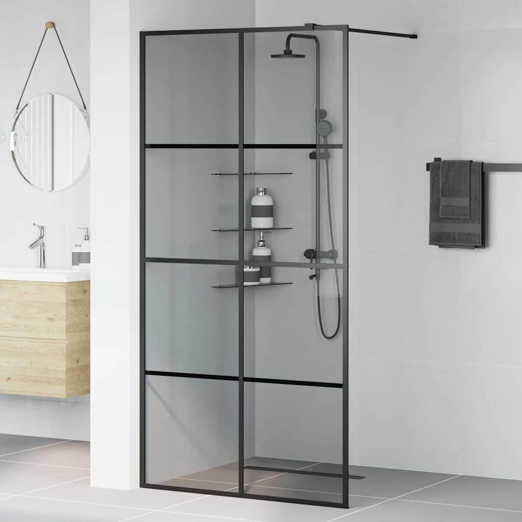 vidaXL Duschwand Walk-in Duschwand Schwarz 100 x 195 cm Gehärtetes Glas, (1 tlg)
