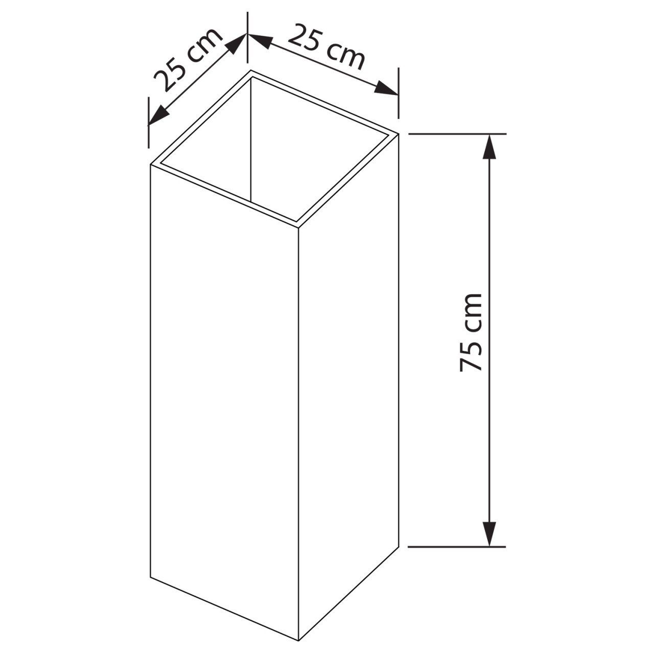 Bravios Pflanzkübel Schwarz Pillar Briefkasten in Skinny Medium