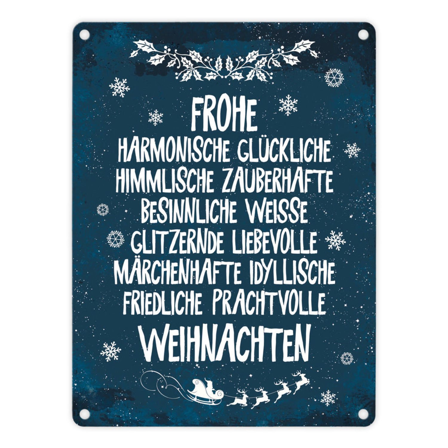 Metallschild Metallschild mit Spruch: Frohe besinnliche und friedliche ...