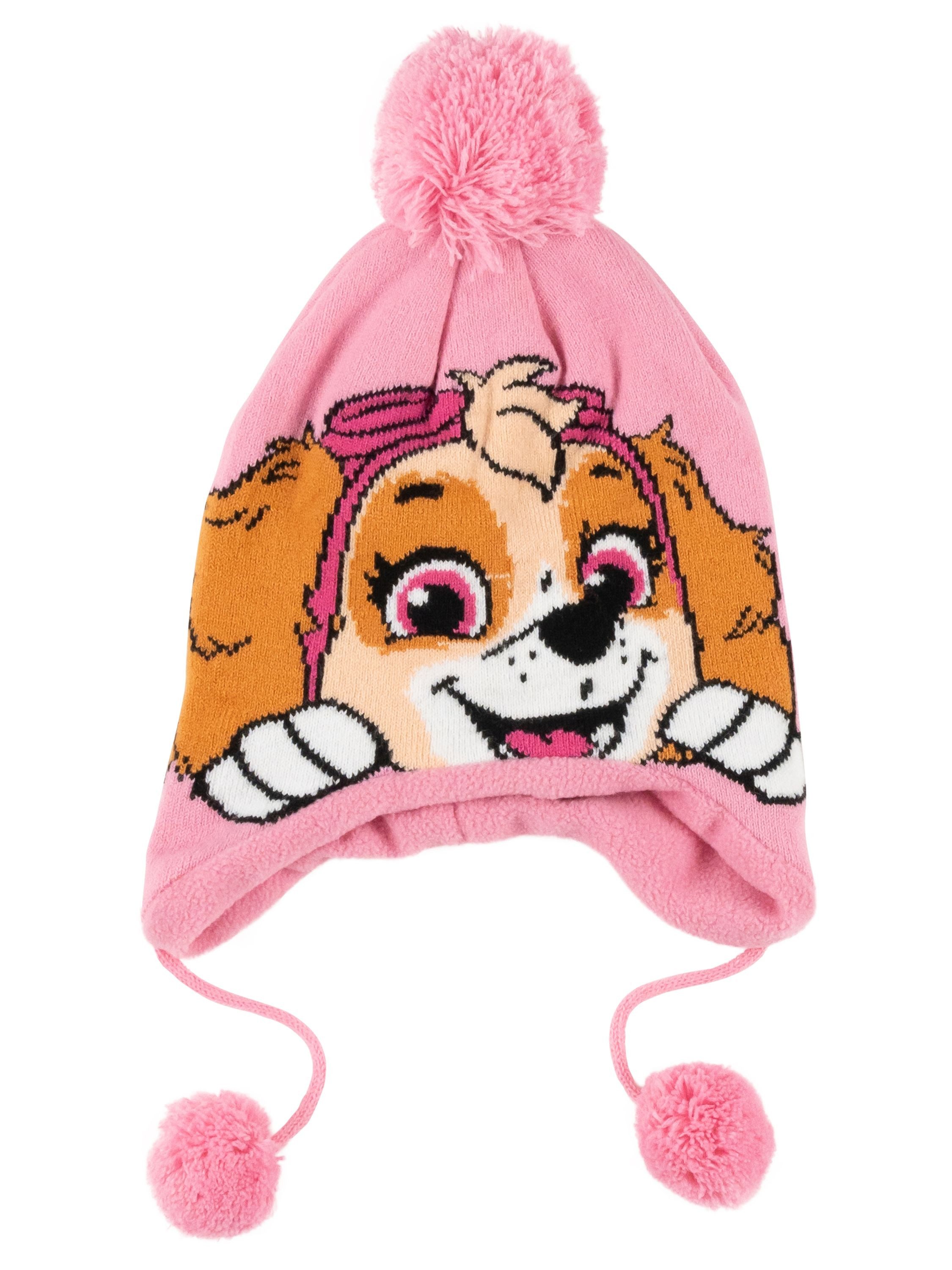 United Labels® Strickmütze Paw Patrol Strickmütze Skye Wintermütze mit Bommel Mütze