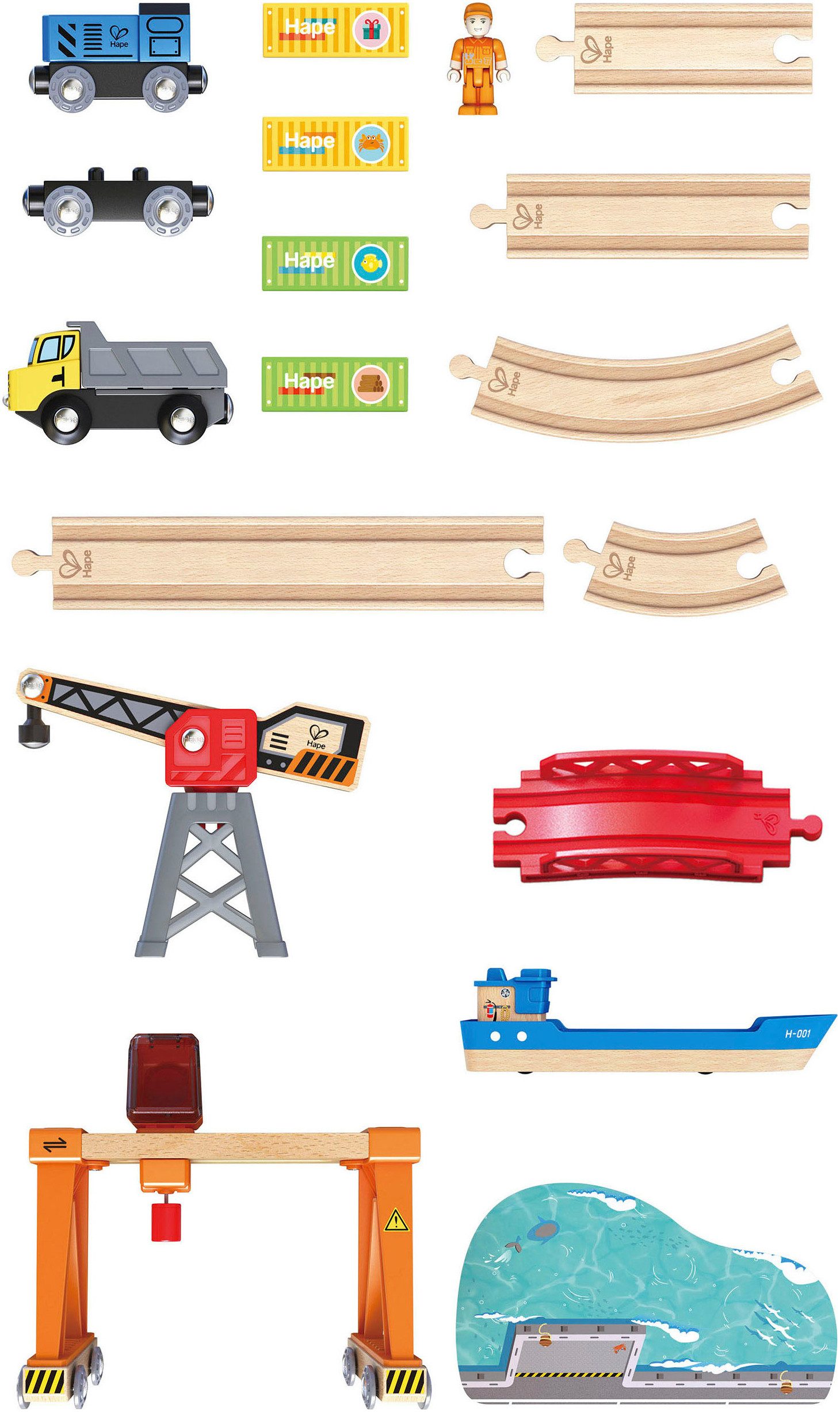 Hape Spielzeug-Eisenbahn Abladen und Aufladen im Hafen, (Set) – Bild 4 von 5