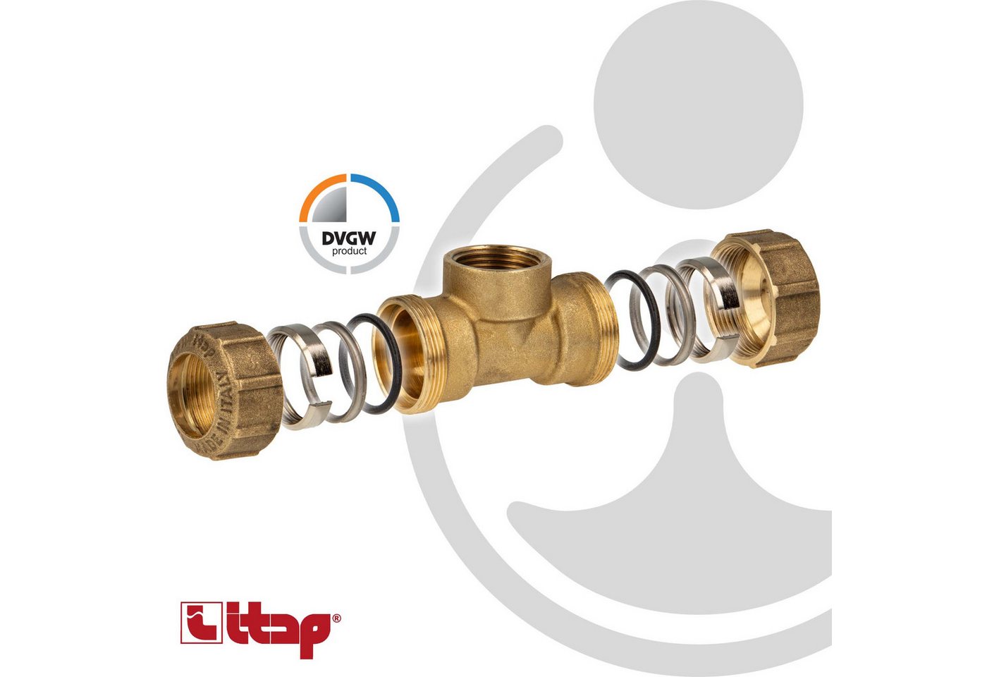 Thumbnail - ITAP s.p.a. Steckfitting VX Messing-Klemmverbinder T-Stück mit IG - DVGW zugelassen, Ø 32 x 1 Zoll x 32 mm