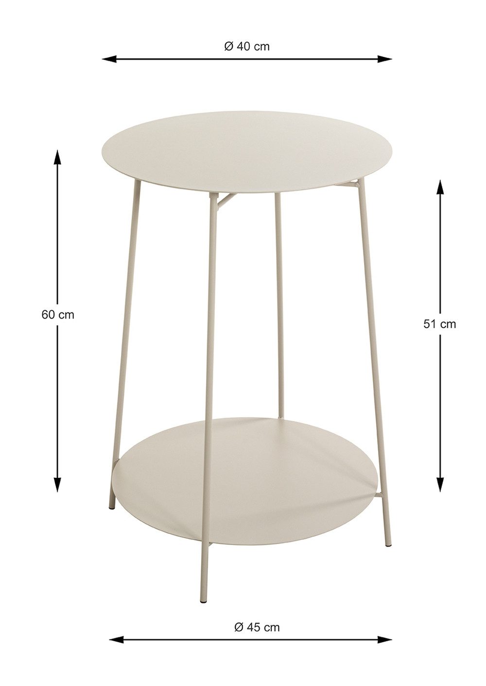 freiraum Beistelltisch 54183, in grau (Kaschmirgrau), Metall - 60x45cm (HxD)