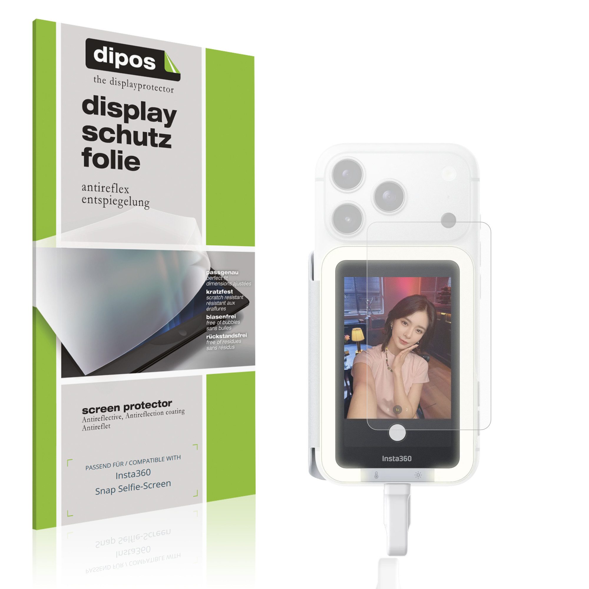 dipos Displayschutzfolie Schutzfolie für Insta360 Snap Selfie-Screen, 4 Stück, Displayschutz Schutz Folie Made in Germany