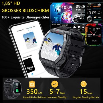 GelldG Smartwatch, 1,85" Smartwatch mit Telefonfunktion, Fitness Tracker Smartwatch