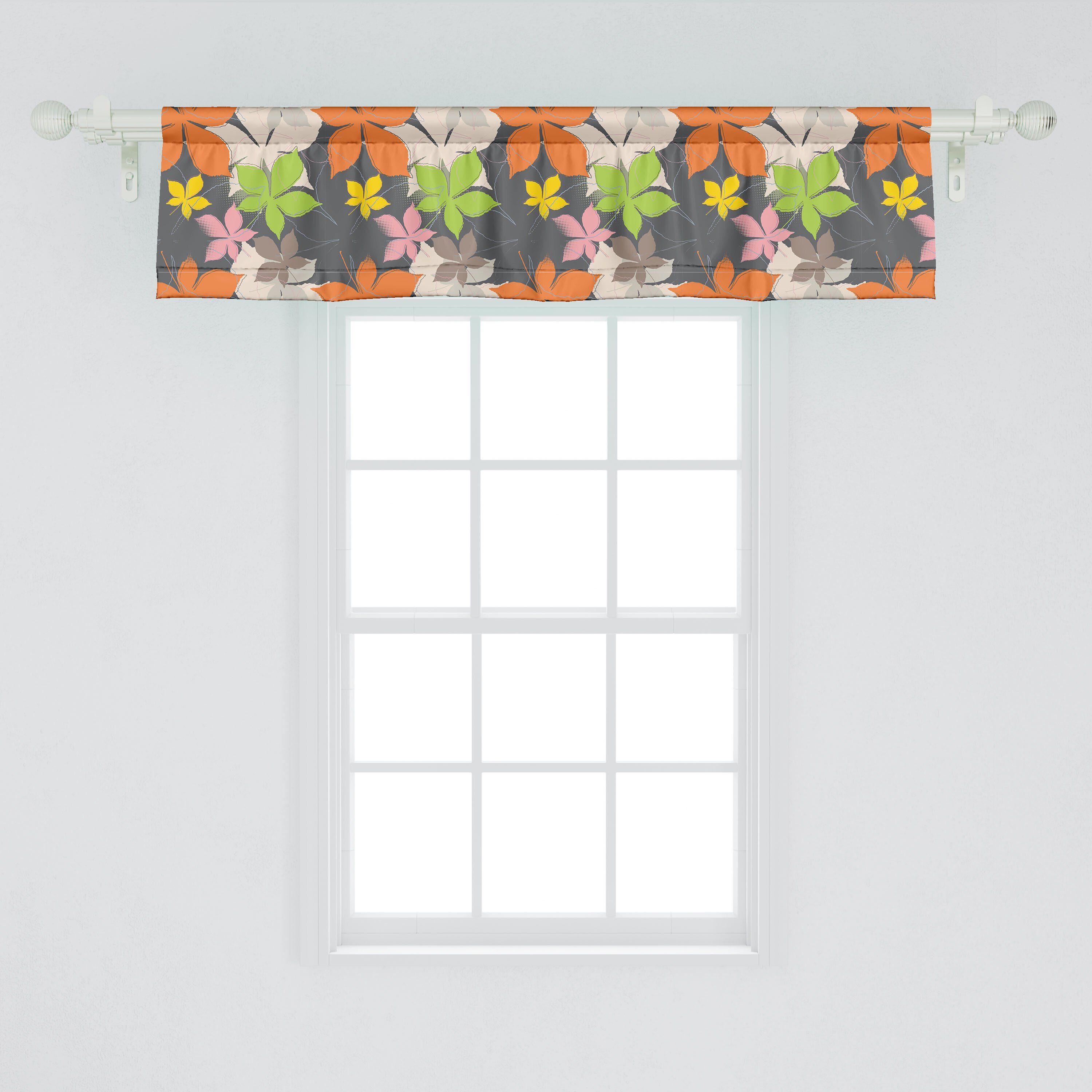 Scheibengardine Vorhang Volant für Küche mit Schlafzimmer Microfaser, Blätter Simplistic Fallen Herbstliche Dekor Abakuhaus, Stangentasche