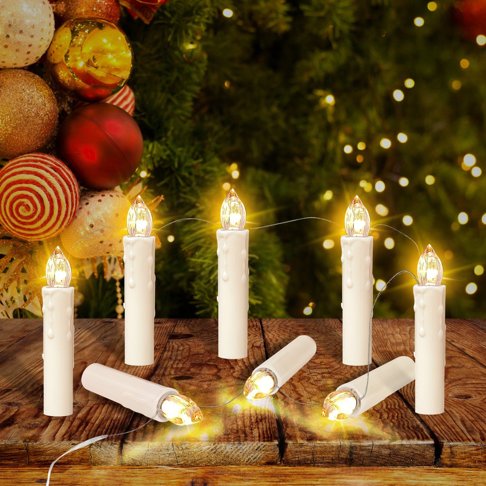 OZAVO LED-Christbaumkerzen 30Leds, Weihnachtskerzen Lichterkette Kabel USB Weihnachtsbeleuchtung