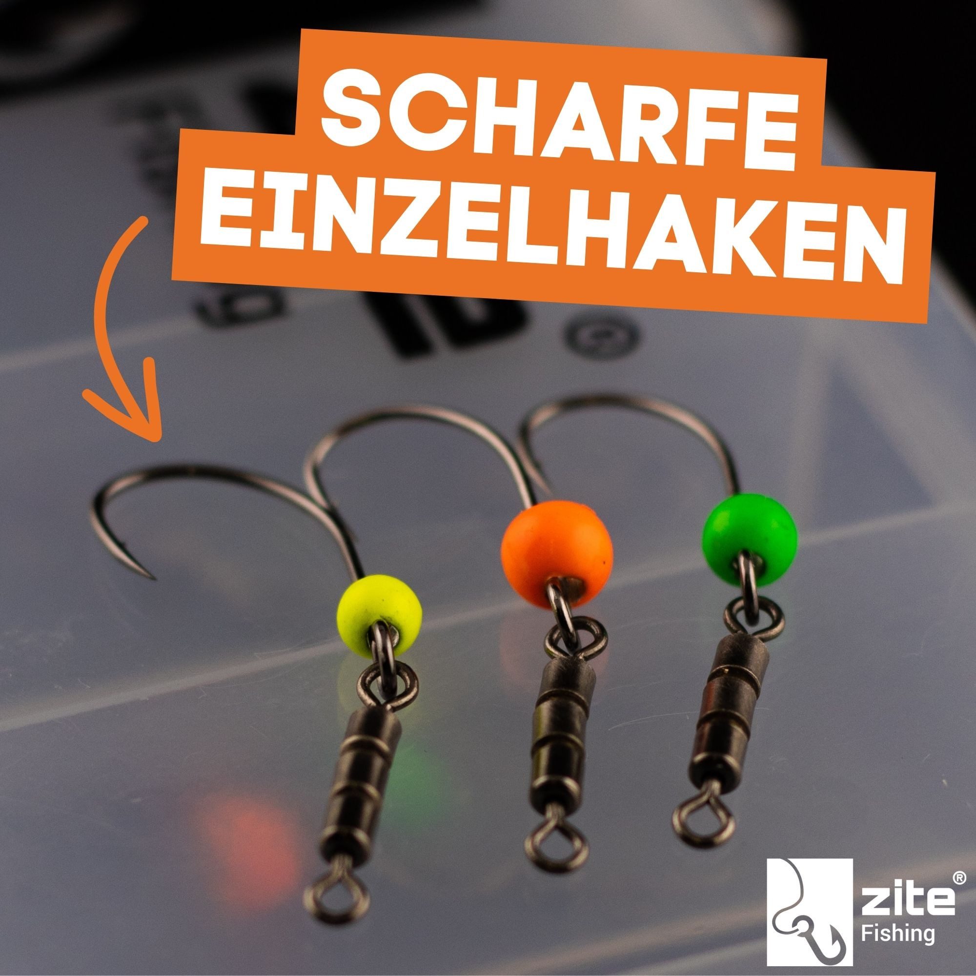 Zite Forellenhaken Rotate-Rig Haken Box Forellenangeln Gr. 4-6 + Tungsten Jighaken, (15-St)