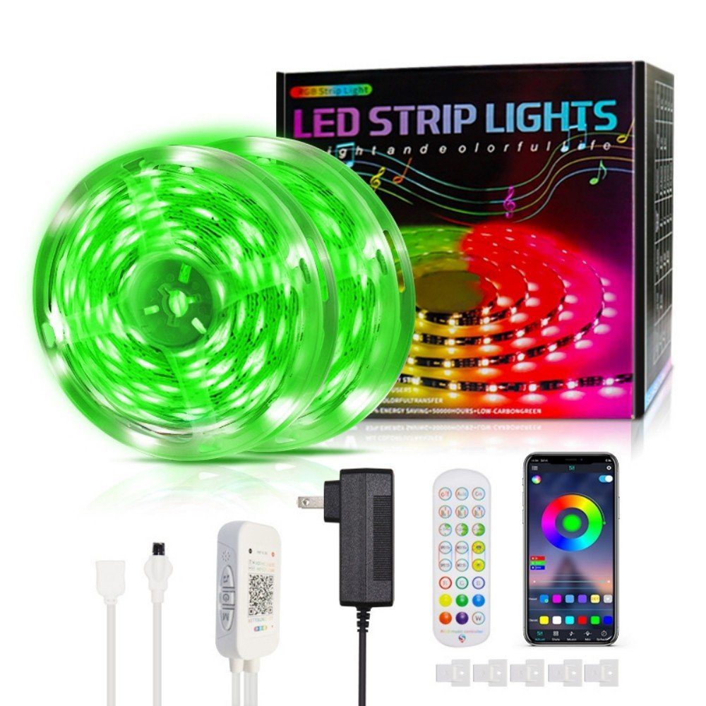 DESUO LED-Streifen LED Strip 5m Bluetooth RGB LED Streifen Sync mit Musik für Partei Deko