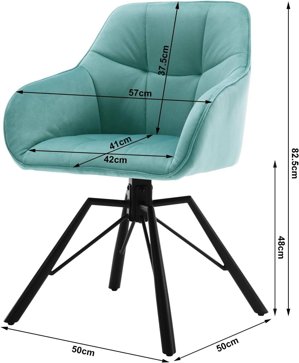 Woltu Polsterstuhl (4 St), Esszimmerstühle drehbar mit Armlehnen