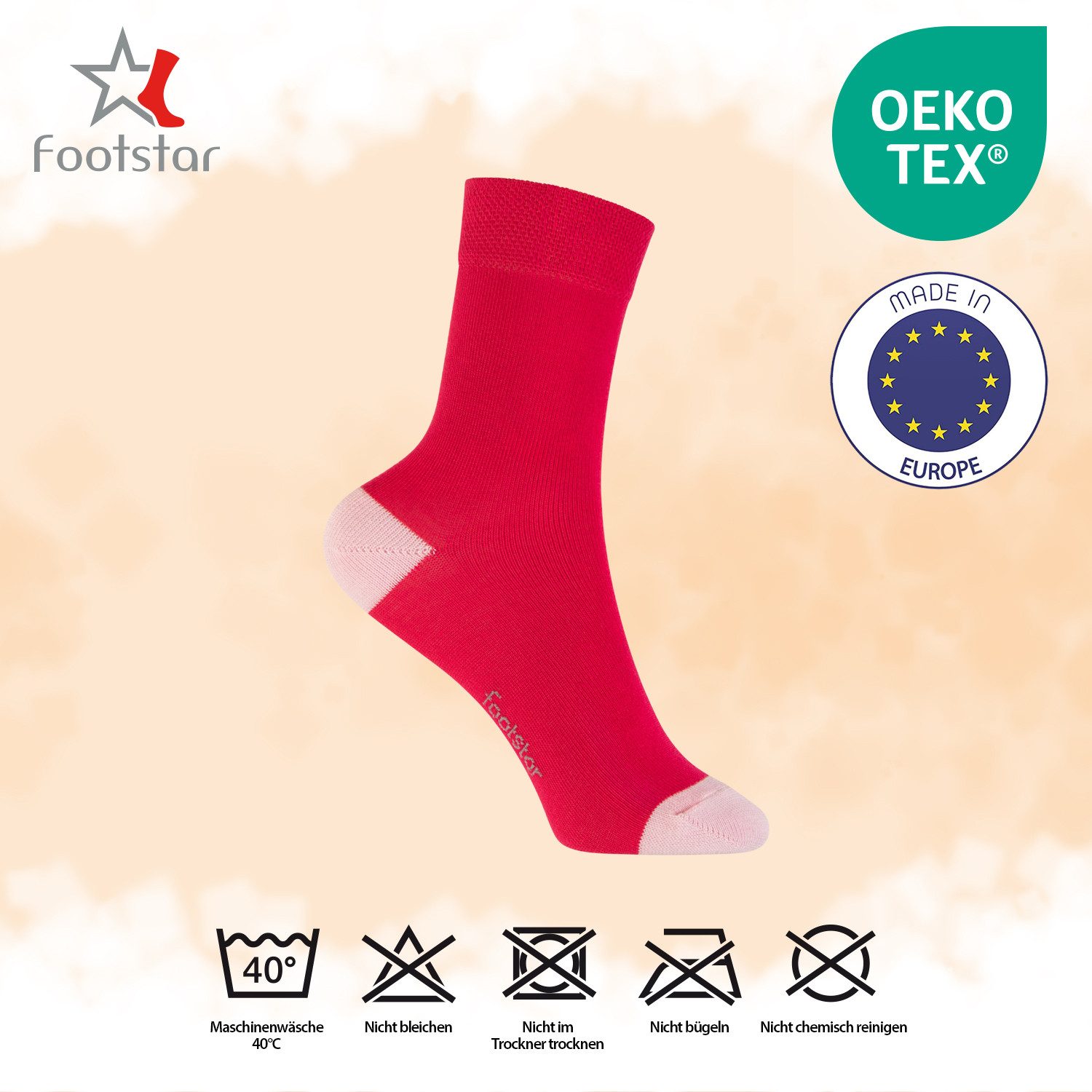 Footstar Basicsocken Kinder Baumwollsocken (10 Paar) Ferse & Spitze abgesetzt – Bild 3 von 4