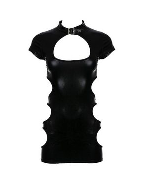 Saresia Minikleid Wetlook Minikleid Gogo Kleid Partykleid Clubkleid Chemise, schwarz, Made in EU