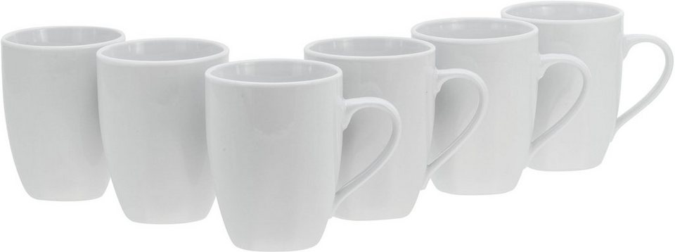 Porzellan, (Kaffee-/Teebecher), 6- Weiss, teilig Square CreaTable Becher ml, 300