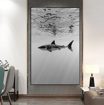 TPFLiving Kunstdruck (OHNE RAHMEN) Poster - Leinwand - Wandbild, Der weiße Hai - Verschiedene Impressionen (Leinwand Wohnzimmer, Leinwand Bilder, Kunstdruck), Leinwand bunt - Größe 20x30cm