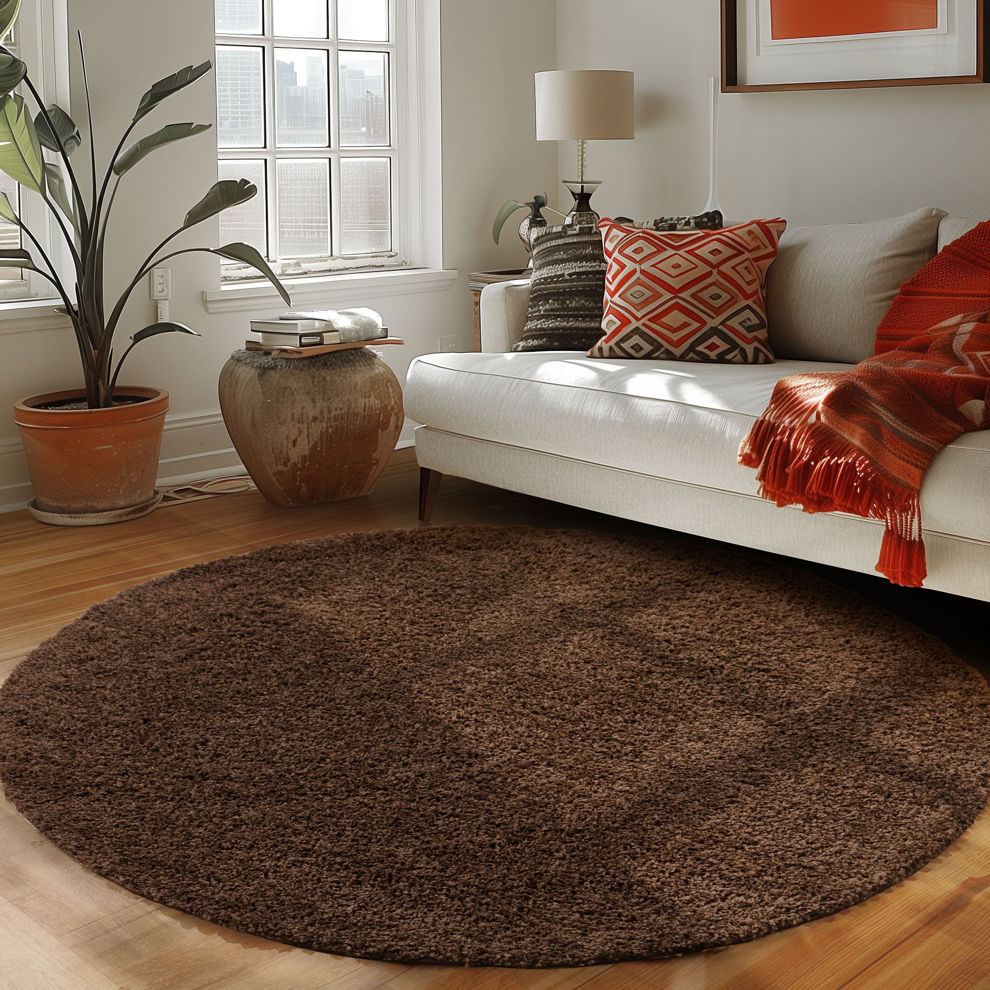 Carpettex Hochflor-Teppich Unicolor - Einfarbig, Rund, günstig online kaufen