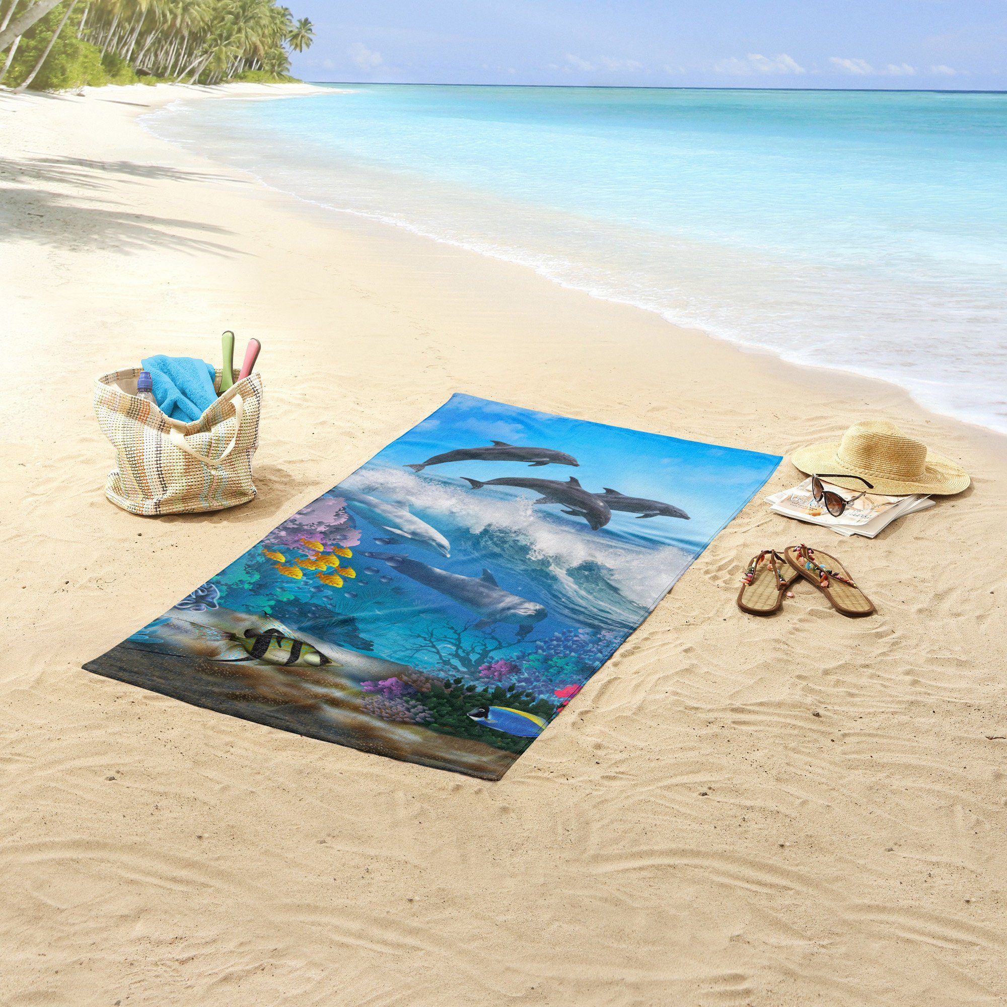 good morning Strandtuch Strandtuch "Delfin", Polyester, Polyvelours Motiv günstig online kaufen