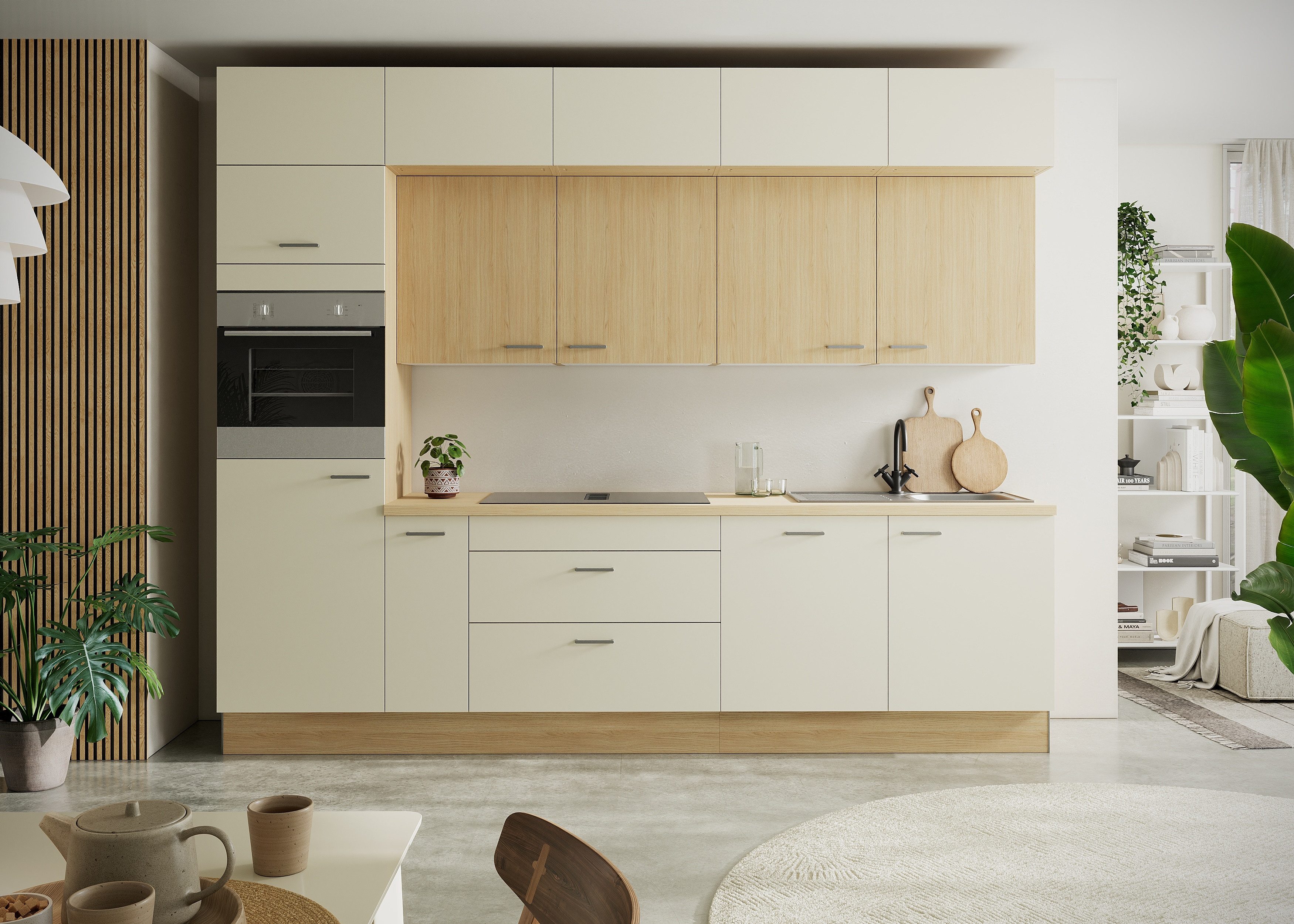 KOCHSTATION Küchenzeile KS-Lucy wahlweise mit Induktionskochfeld mit integriertem Dunstabzug, Breite 300 cm, Soft-Close, inkl. Zubehör, wahlweise mit E-Geräten