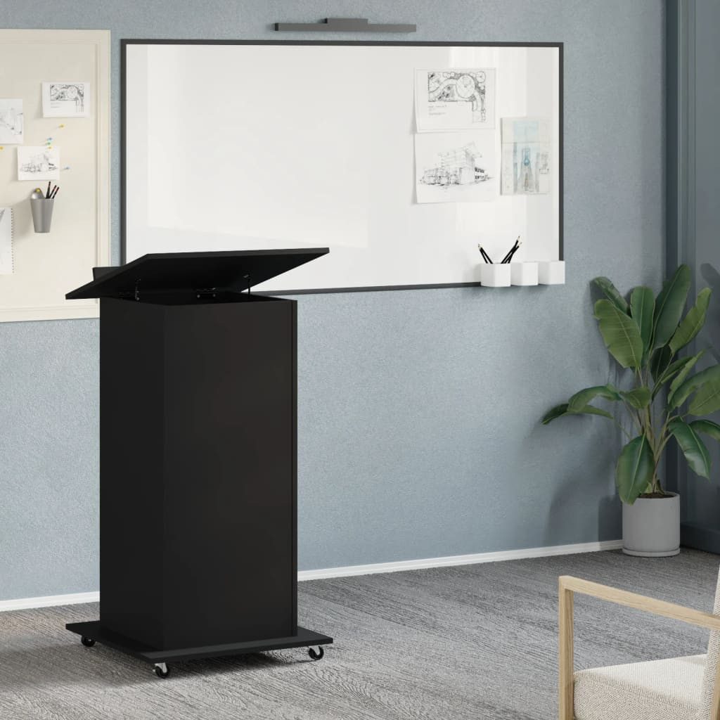 vidaXL Schreibtisch Rednerpult mit Rollen & Schublade Schwarz 55x55x107 cm günstig online kaufen
