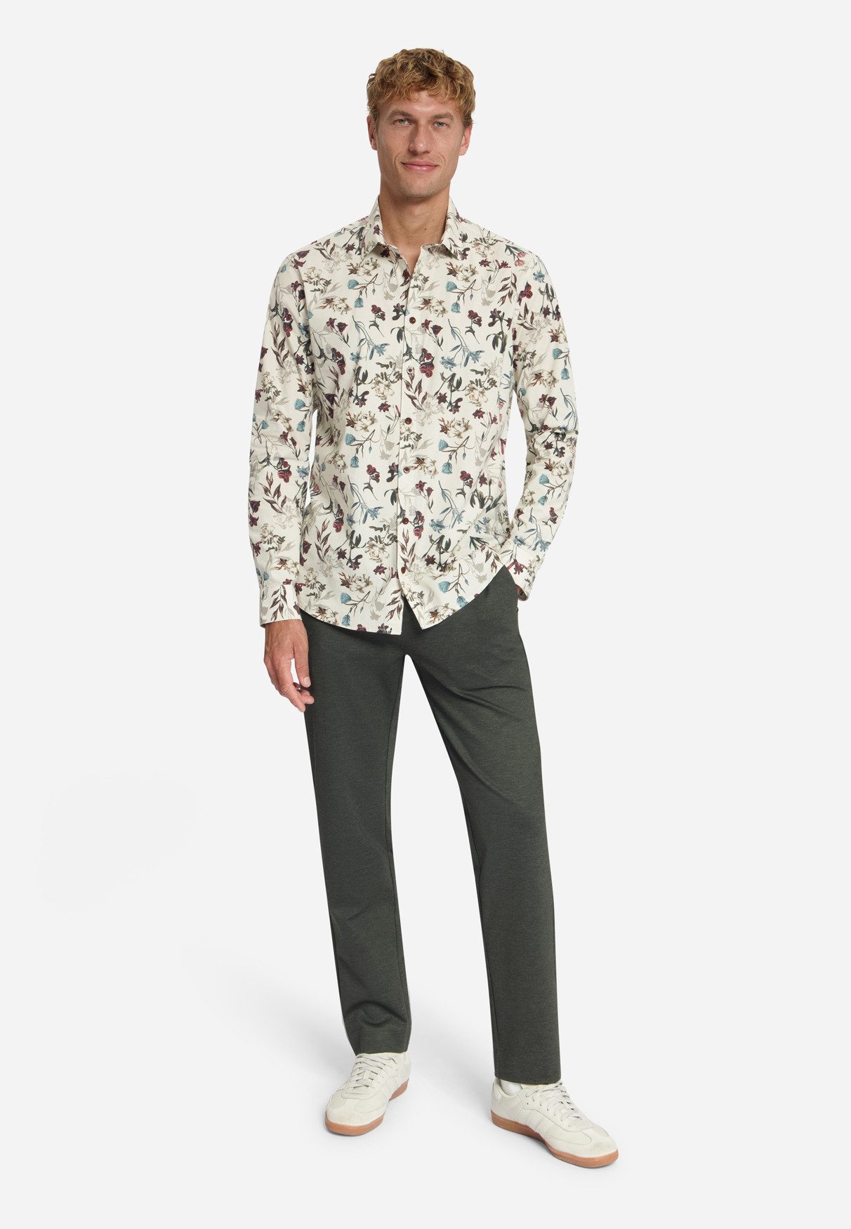 NO EXCESS Businesshemd Shirt Stretch Allover Printed - Blumenhemd Stretch