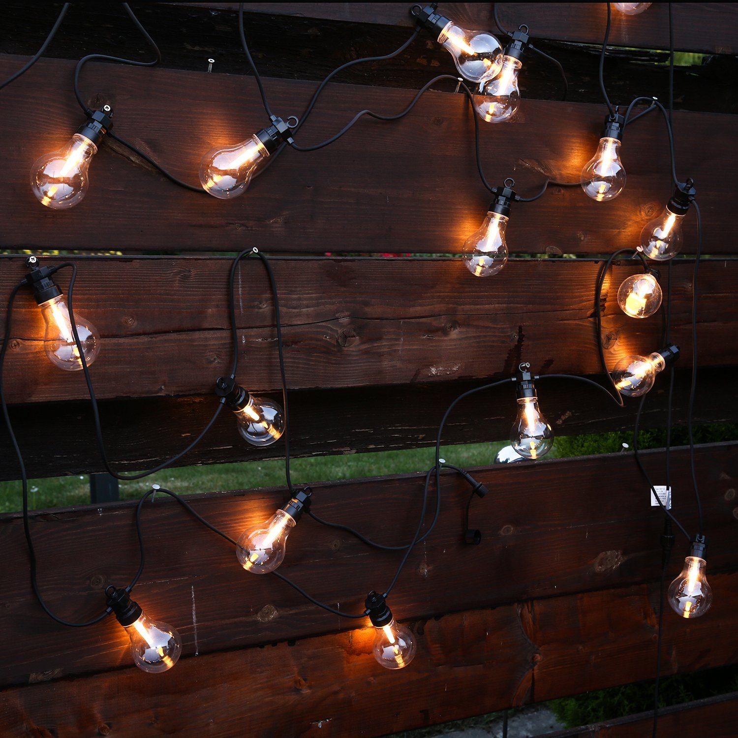 MARELIDA LED-Lichterkette LED Party Garten Lichterkette Verlängerungsset 20  Filament LED koppelbar 9,5m, 20-flammig