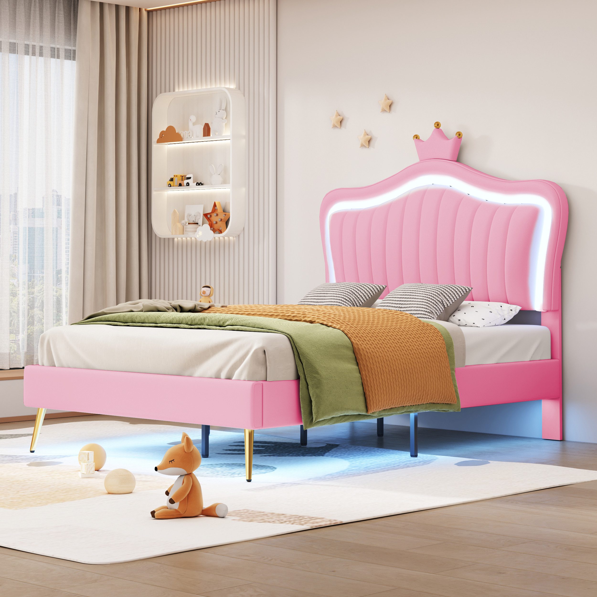 Ulife Polsterbett LED Kinderbett Einzelbett mit günstig online kaufen