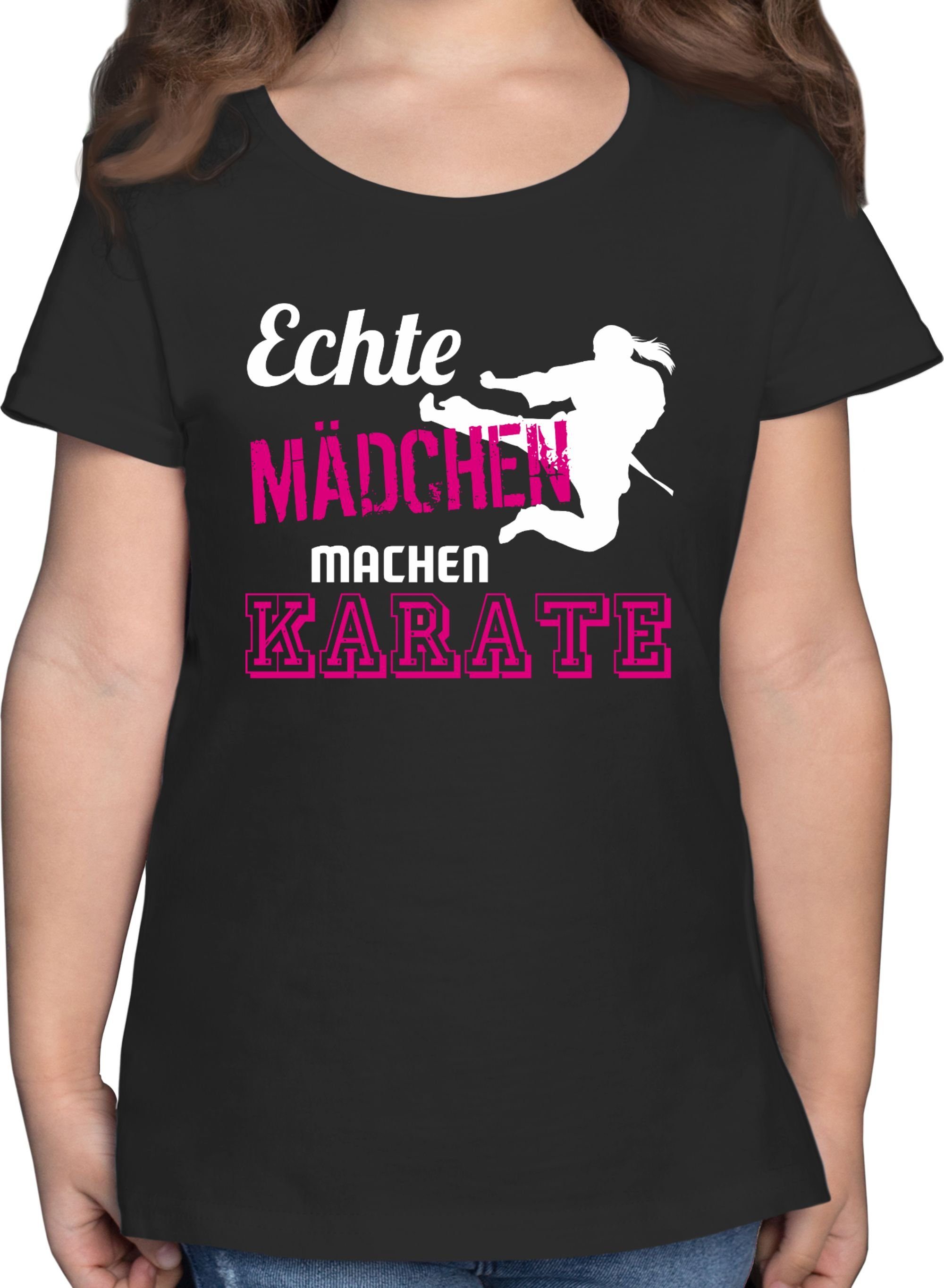 Shirtracer T-Shirt Echte Mädchen machen Karate Kinder Sport Kleidung 1 Schwarz