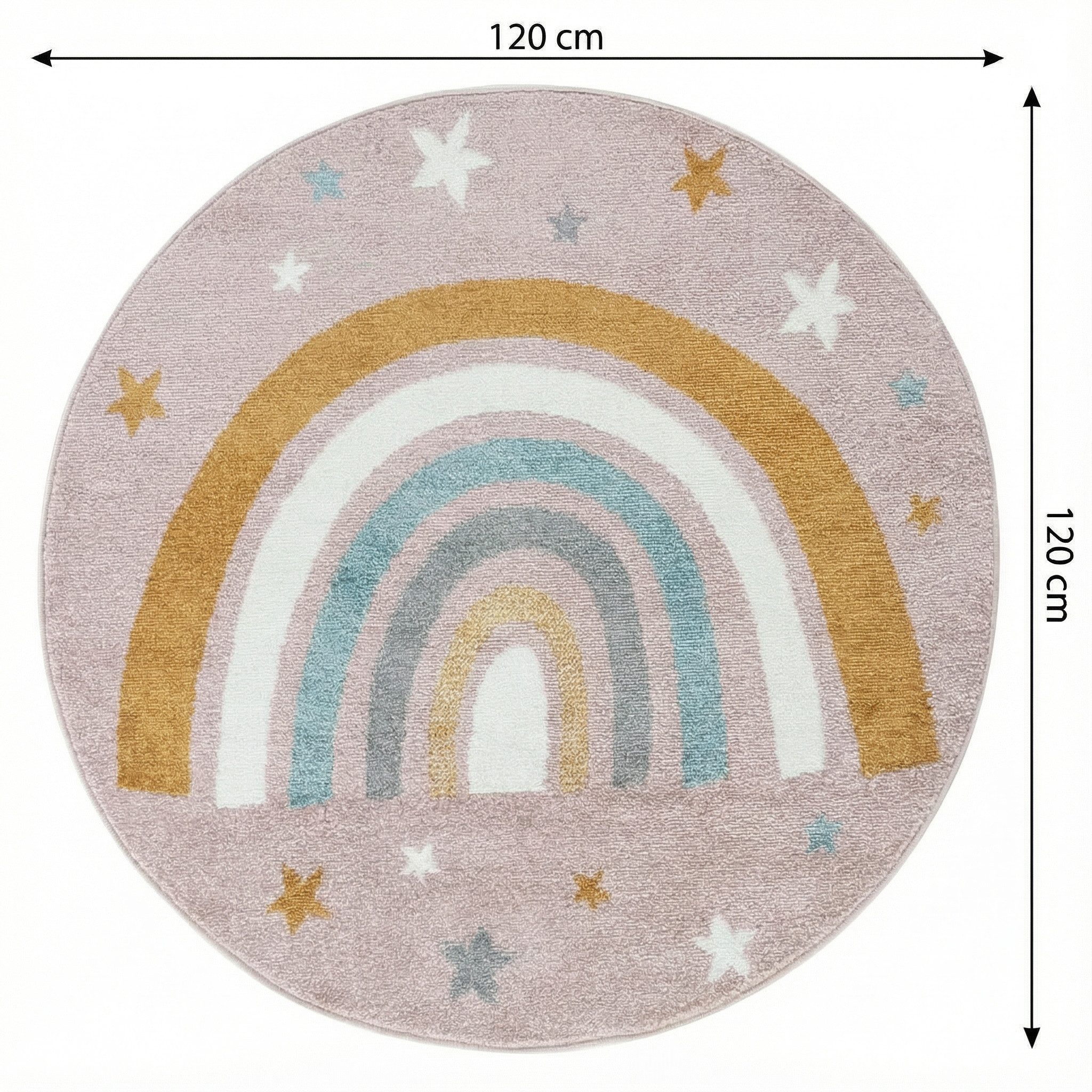 Jimri Kinderteppich DOT´S Teppiche für Kinderzimmer, Kinderzimmerteppich, Teppich, Rund, Regenbogen