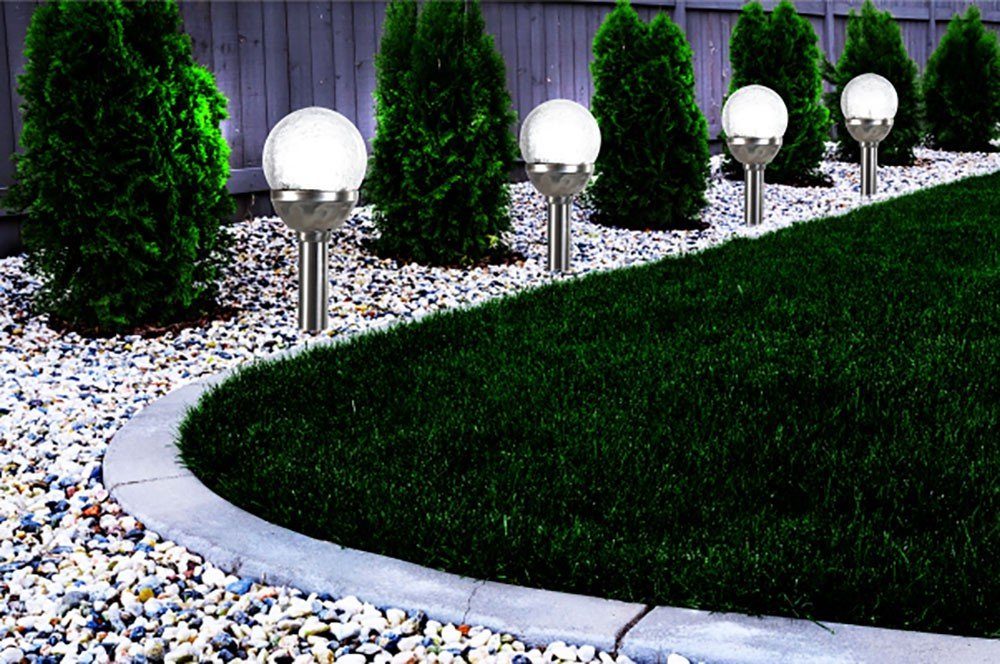 LED LED Premium Set Solarlampe Solarleuchte LED 4er Gartendeko, keine, Plus Kristallglas Fachhandel