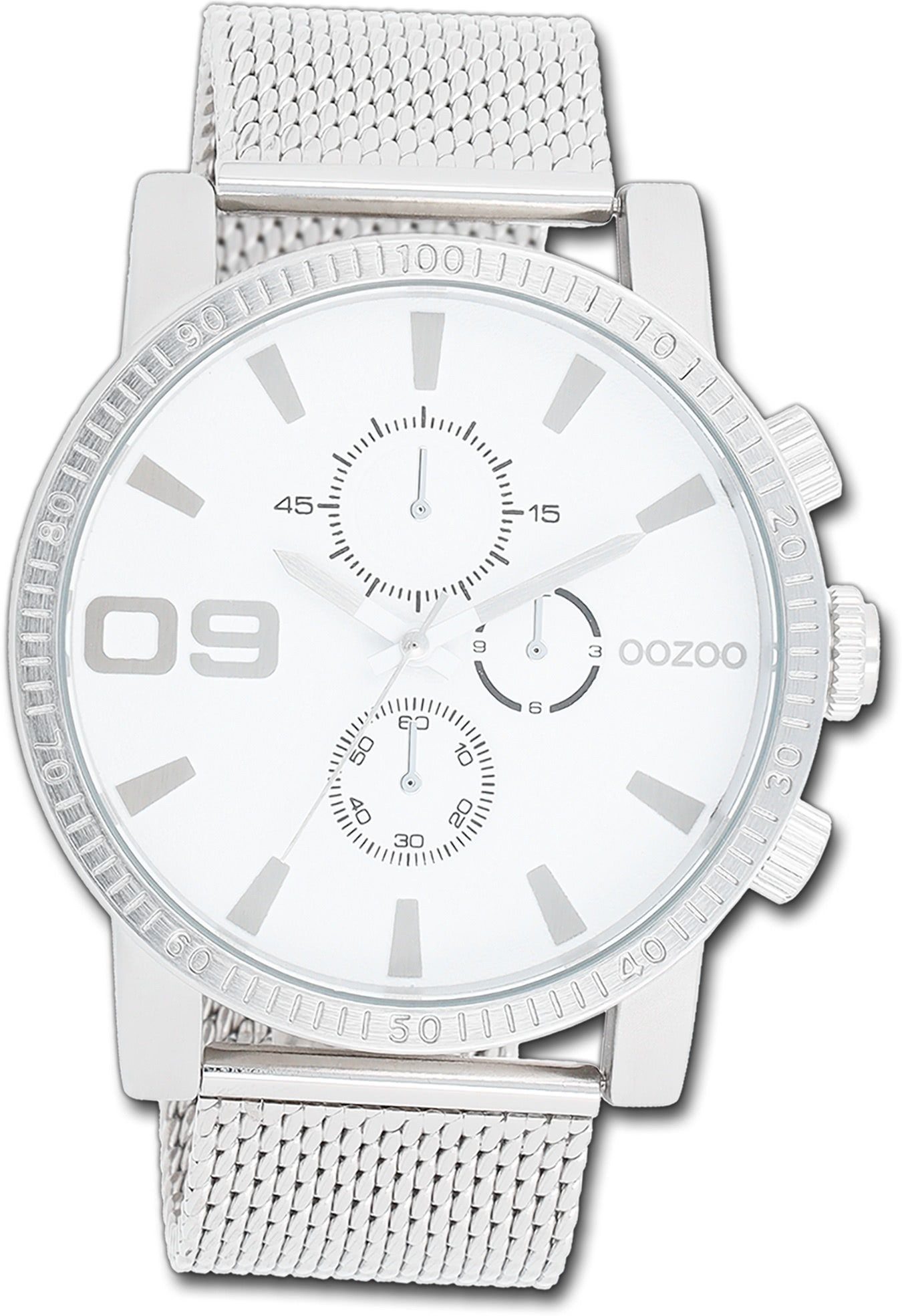 silber, rundes Oozoo Armbanduhr Herrenuhr Gehäuse, Metallarmband groß Herren OOZOO Quarzuhr (ca. extra Timepieces, 48mm)