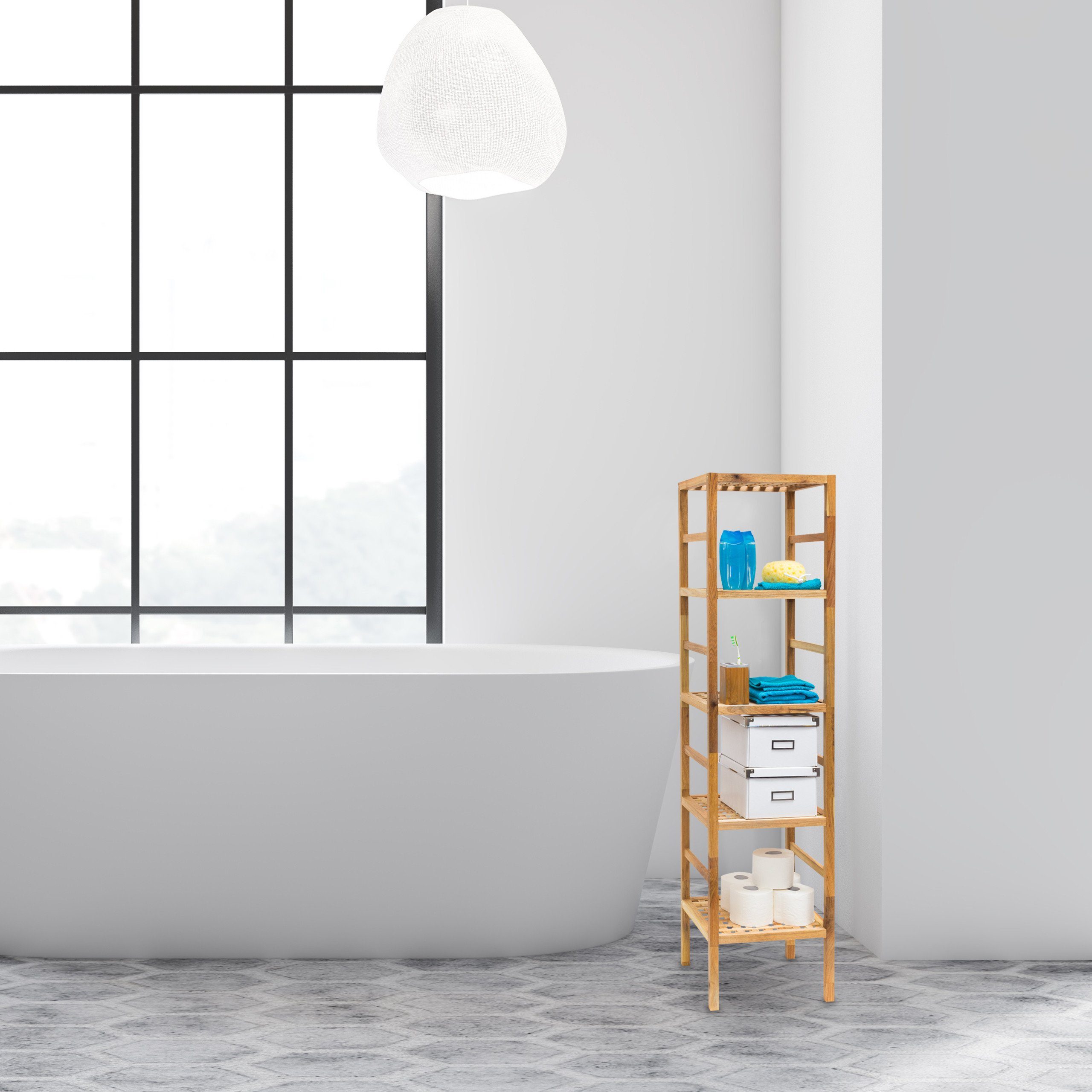 relaxdays Badregal Walnuss Badregal verschiedene Größen, günstig online kaufen