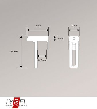 Sichtschutzbefestigung Lysel - Klemmträger, LYSEL®, (2-tlg), HxB 56x19mm