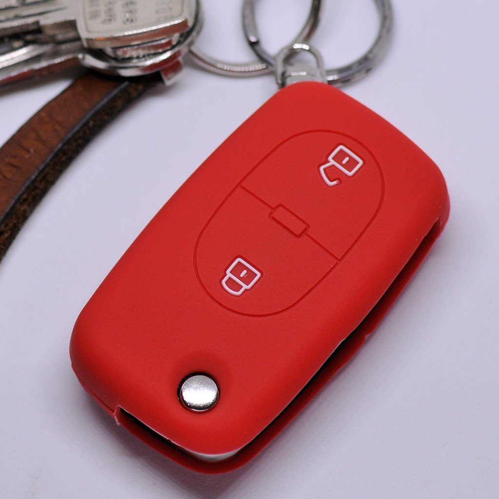 mt-key Schlüsseltasche Autoschlüssel Softcase Silikon Schutzhülle Klappschlüssel 2 A3 S6 TT Tasten Audi 2007 S4 Rot, für A6 bis A2 A4