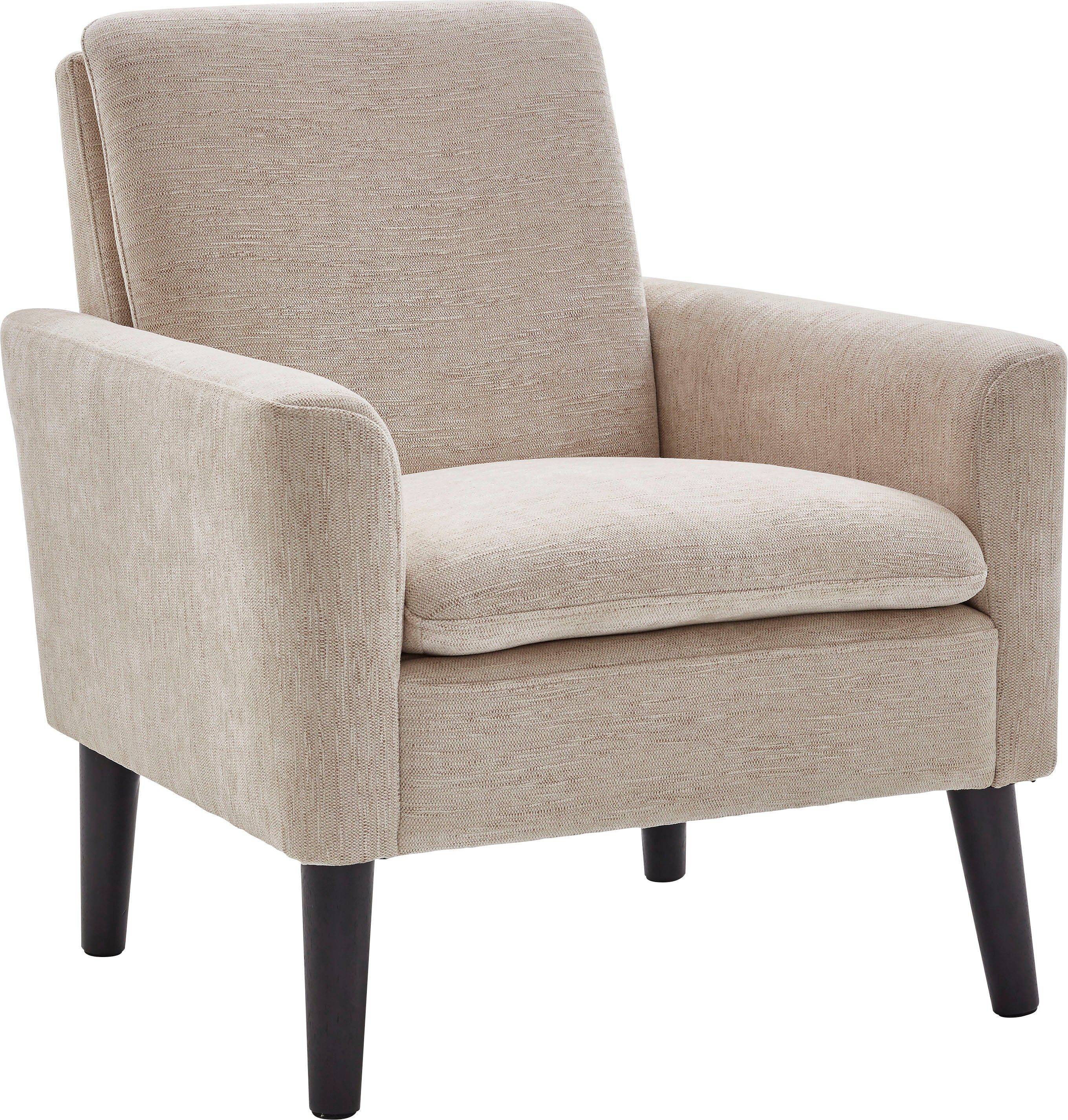 ATLANTIC home collection Sessel Kimmy, Sitzkomfort frei hoher stellbar, mit Chenille-Bezug, im creme Raum