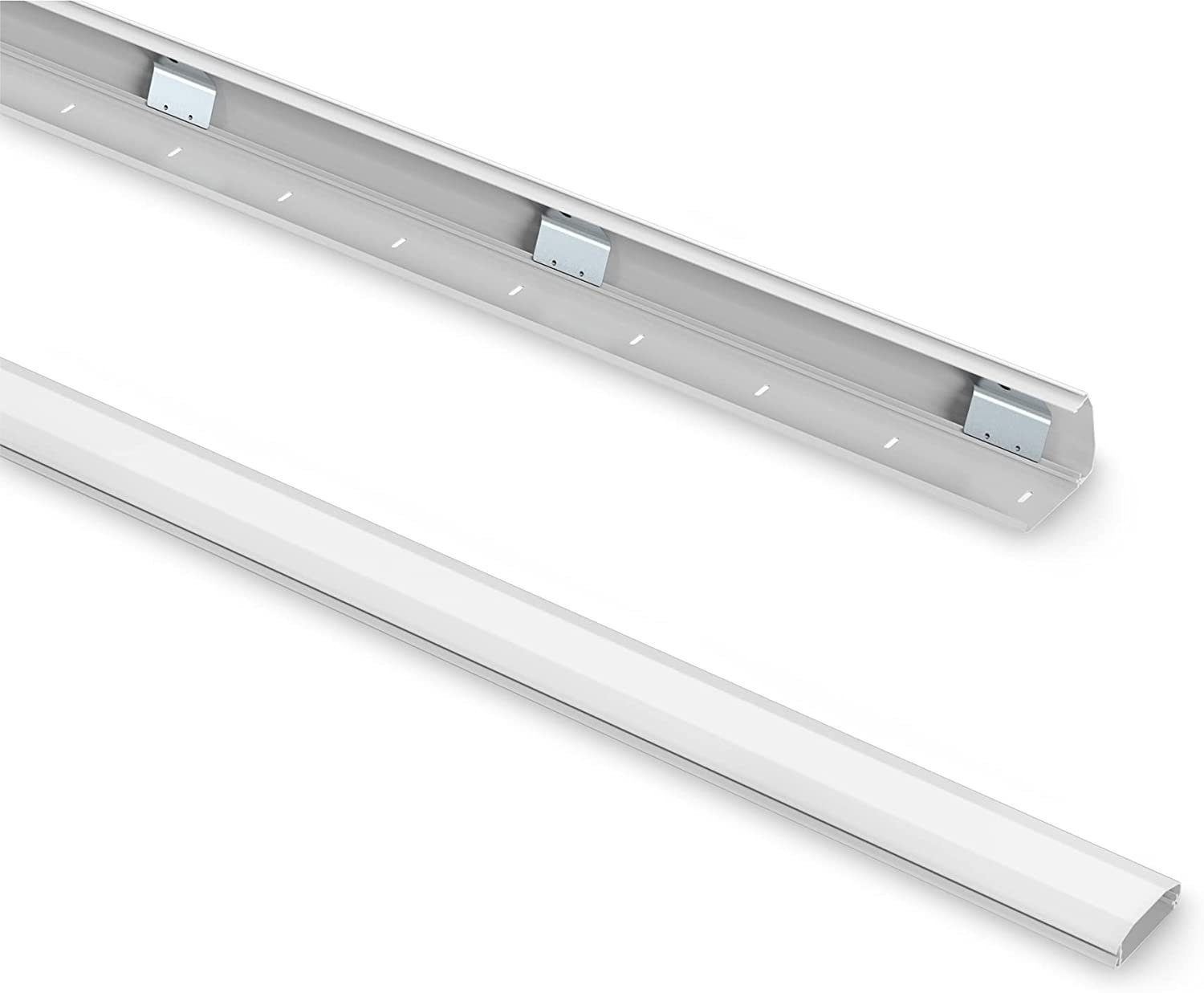 PureMounts Kabelkanal mit Klebeband + Schrauben/Dübel, aus Aluminium, Länge: 100cm, Breite 6cm, Farbe: weiß